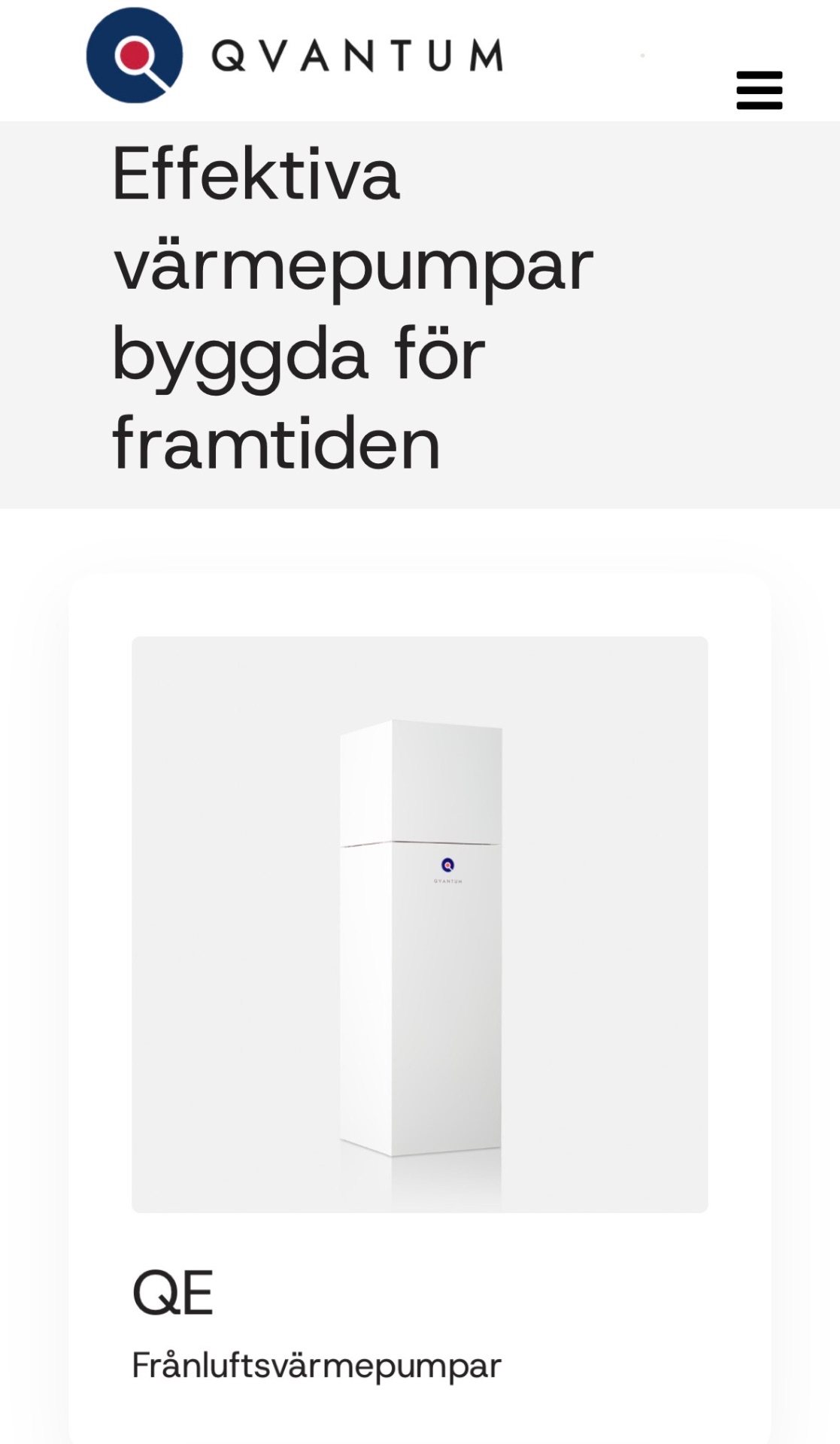 Qvantums hemsida – effektiva värmepumpar