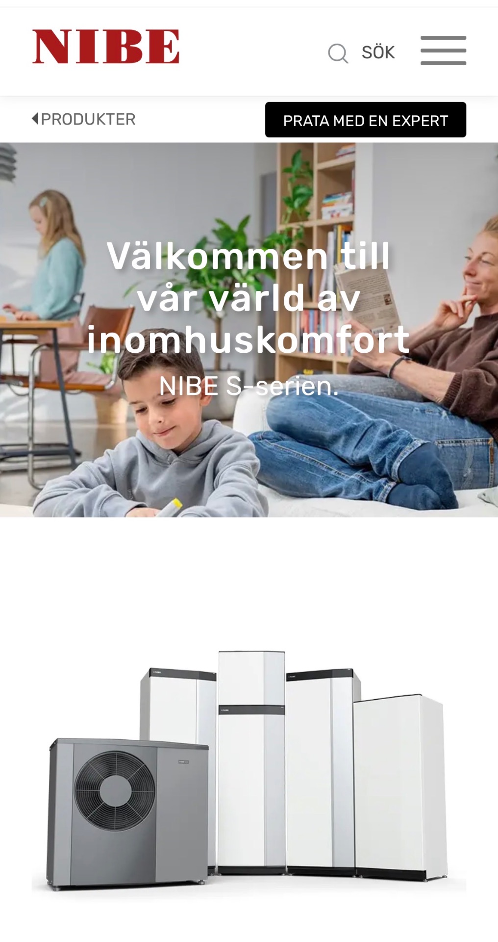 Nibes hemsida – värld av inomhuskomfort